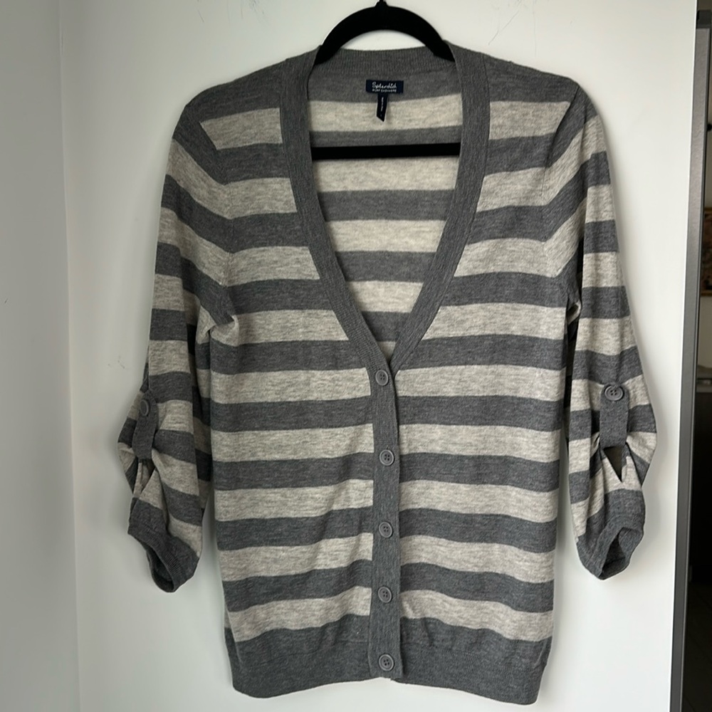 Old Money Pure Cashmere large women striped grey